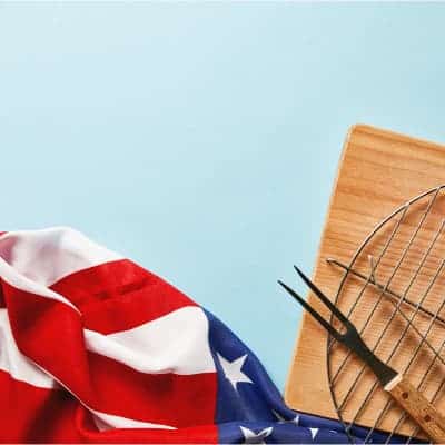 american flag and grill tools for vegan 4th of July cookout