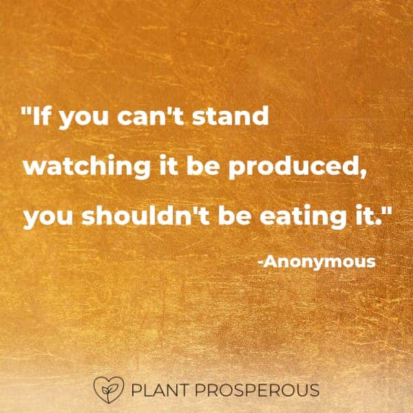 inspirational vegan quote on gold foil background