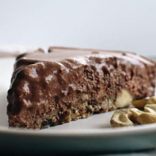 close up of raw chocolate fudge cake