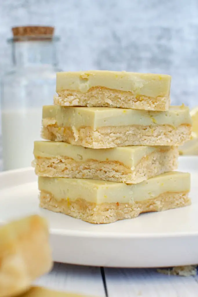 stacked high low carb vegan lemon bars