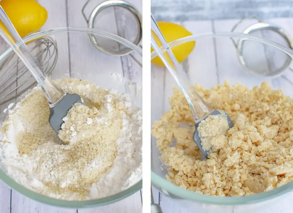 mixing dry ingredients for healthy almond flour bar crust
