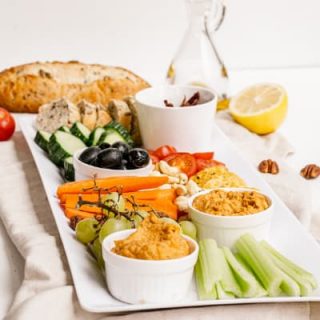 closeup of vegan grazing platter snack board