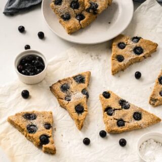almond flour blueberry scones close up